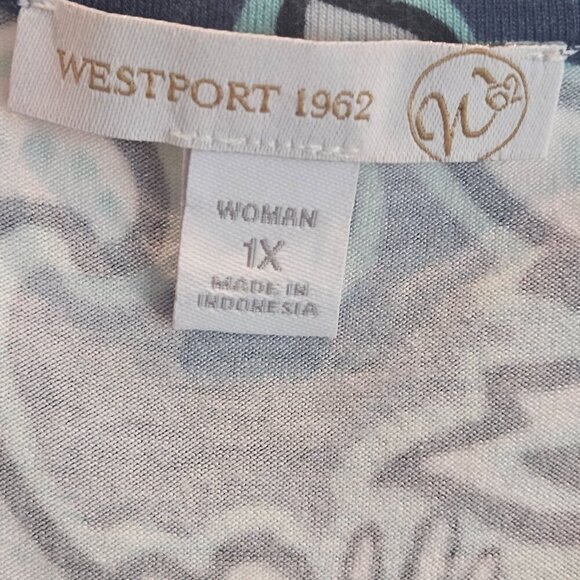 Westport long coldshoulder blue tunic 1X plus size,Floral Romantic Resort Vacay - Picture 3 of 6